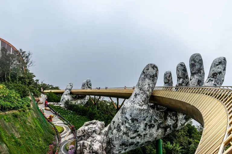 The Golden Bridge and its gardens at Ba Na Hills