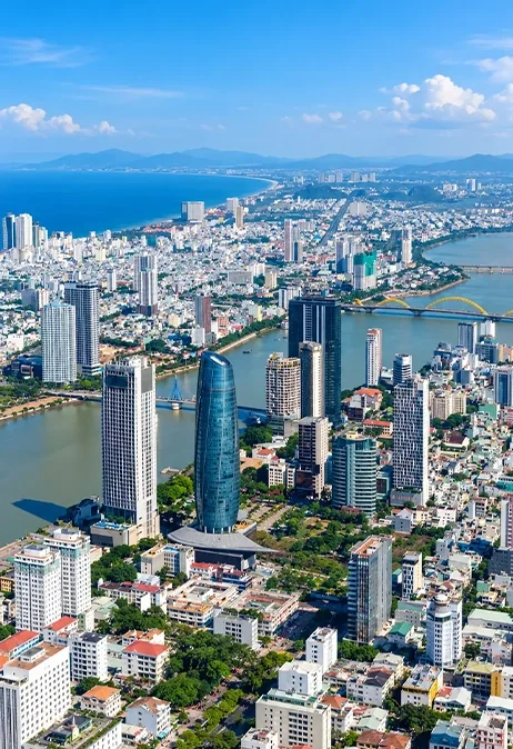 Da Nang city and the Han River in Central Vietnam