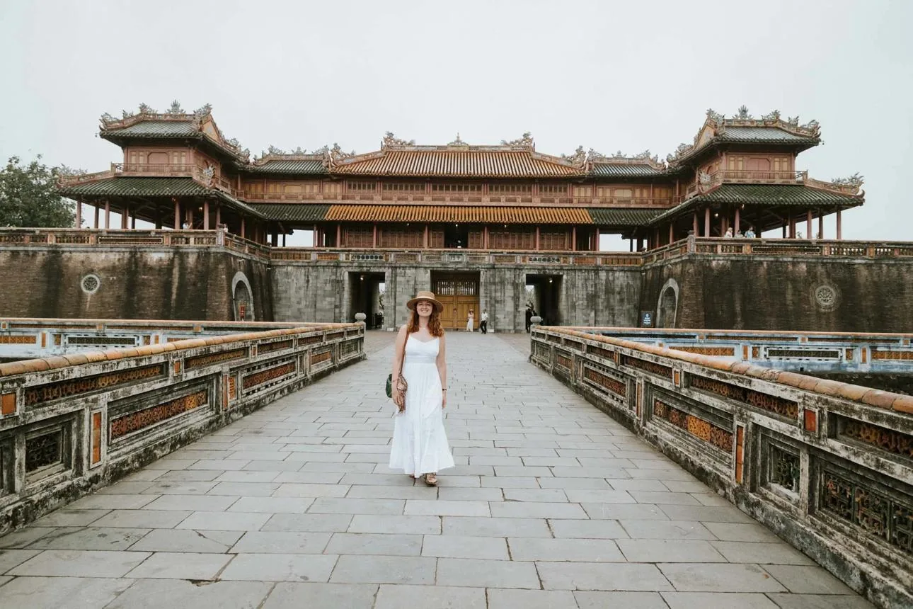 Strolling towards the Meridian Gate of the Hue Imperial City