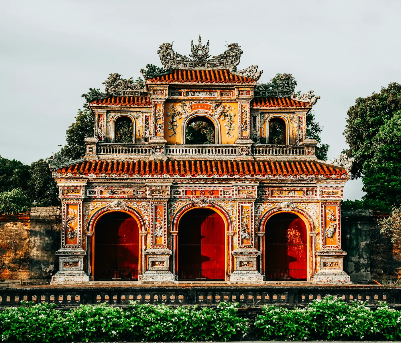 The ornate gate of Hien Lam Pavilion in the Imperial City
